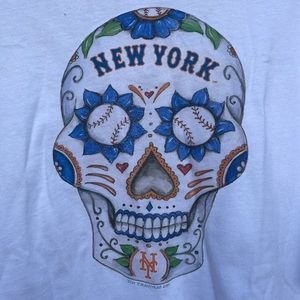 TT Gear by Tiny Turnip White New York Mets Sugar Skull Graphic Tee XL